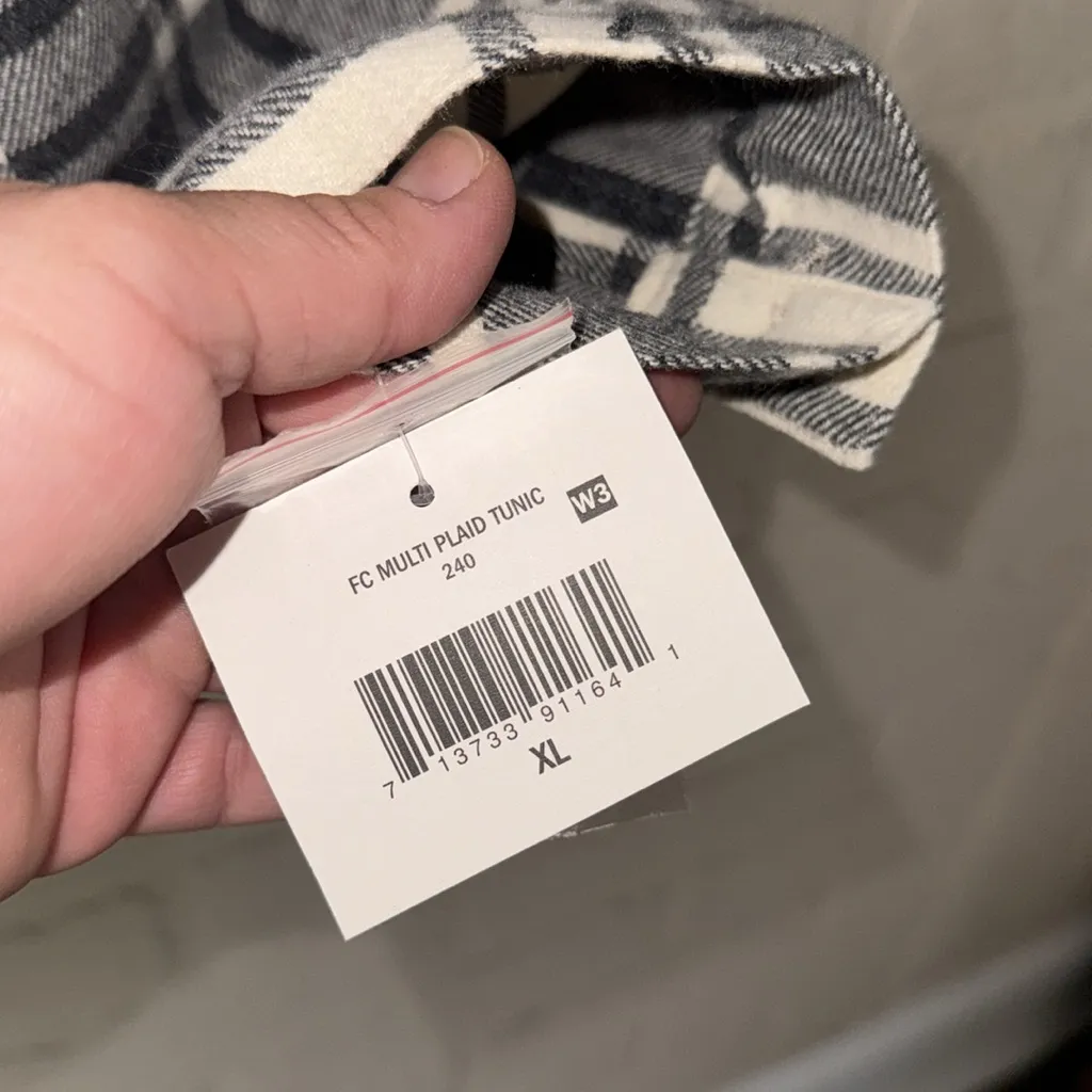 Falls Creek flannel tunic popover XL soft cream gray long sleeve NEW - Image 3