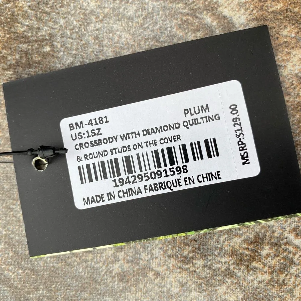 BADGLEY MISCHKA Plum Diamond Quilt Convertible Envelope Crossbody Bag $129 NEW - Image 16