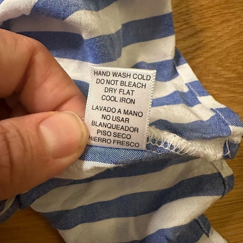 Lamiere blue striped short sleeve blouse large Blue - Image 4