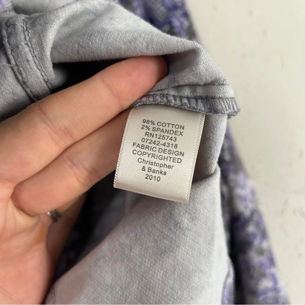 Christopher & Banks Vintage Floral Purple Corduroy Jacket Spring Lavender Medium - Image 3