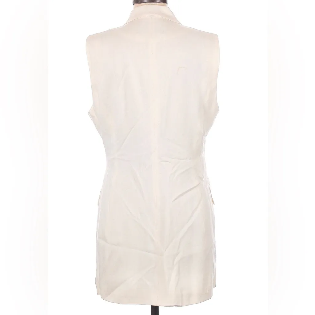 Vintage 90s Y2K The Limited Cream Sleeveless Blazer Vest Long Length Oversized M - Image 2
