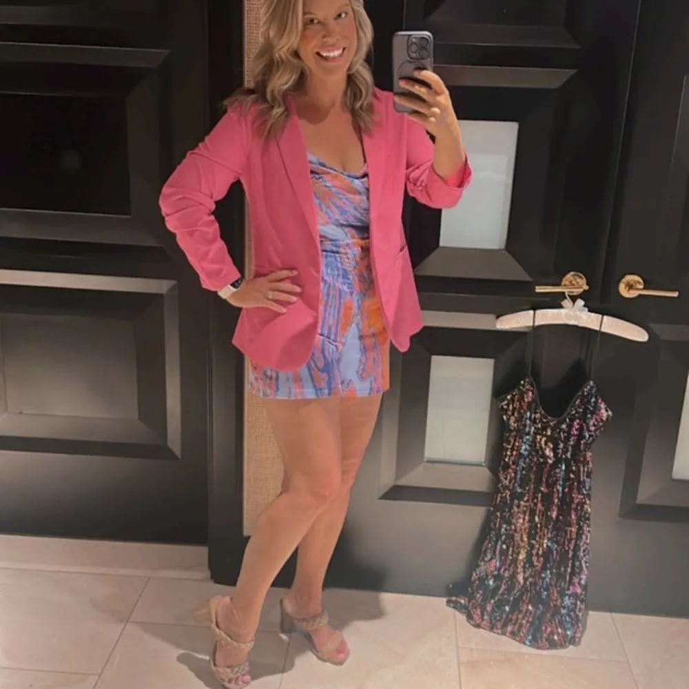 Louna Cowl‎ Neck Romper Marble Lg $220 Purple - Image 11