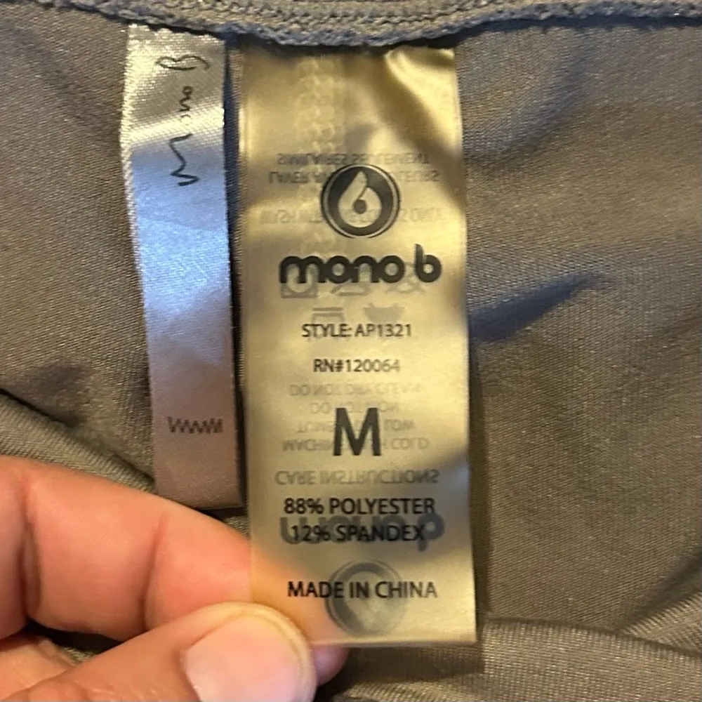 Mono B Tan Full Length Size Medium Yoga Leggings With Lattice Ankle Detail Gym. - Image 6