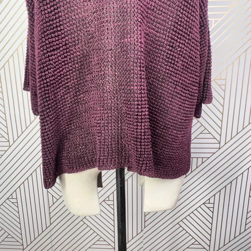 Isabel Marant Maroon Purple‎ Open Knit Linen Blend V-Neck Sweater Size 38 / US 6 - Image 9