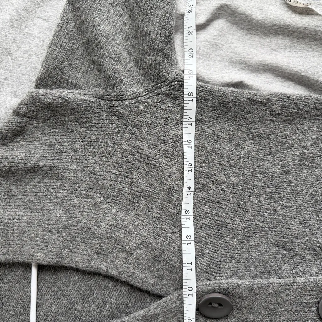 Vince Cardigan Long Sweater Small Alpaca & Wool Blend Gray Short Sleeve Preppy - Image 7