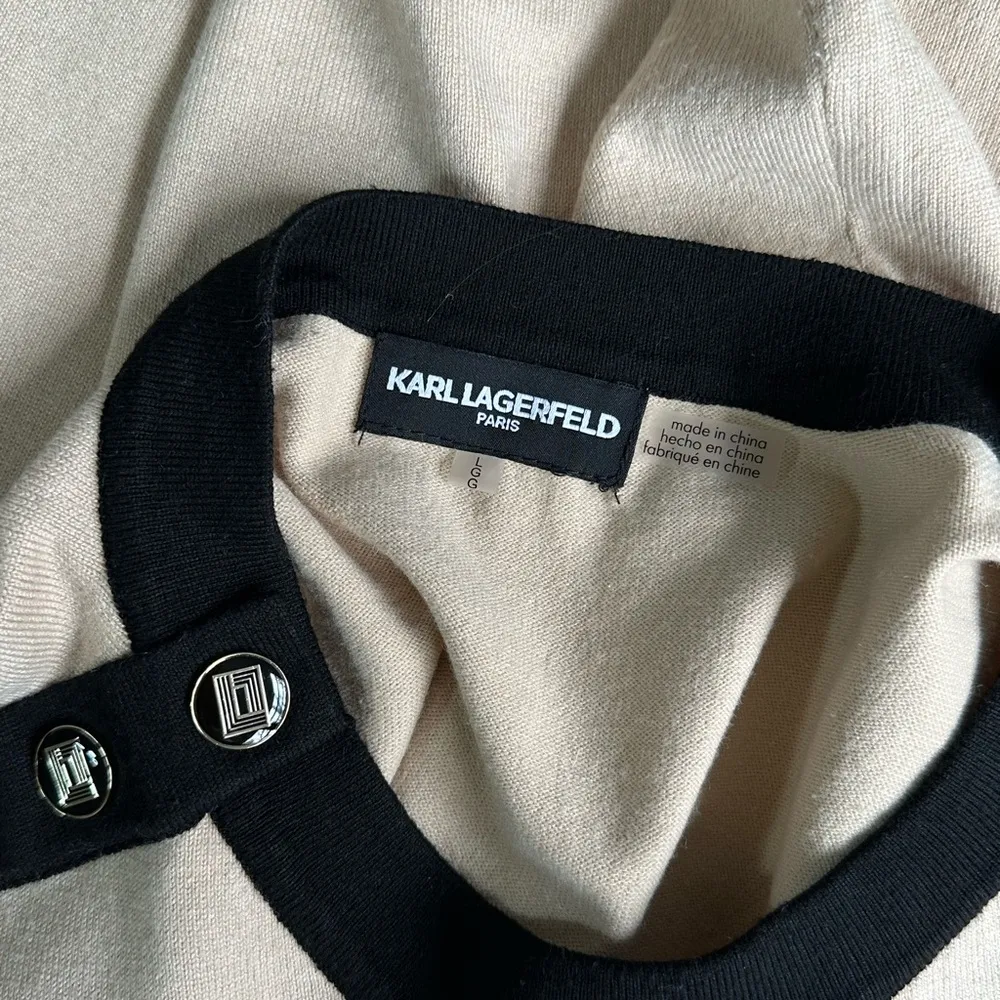 Karl Lagerfeld Cream and Tan Relaxed Sleeveless Tank - Image 5