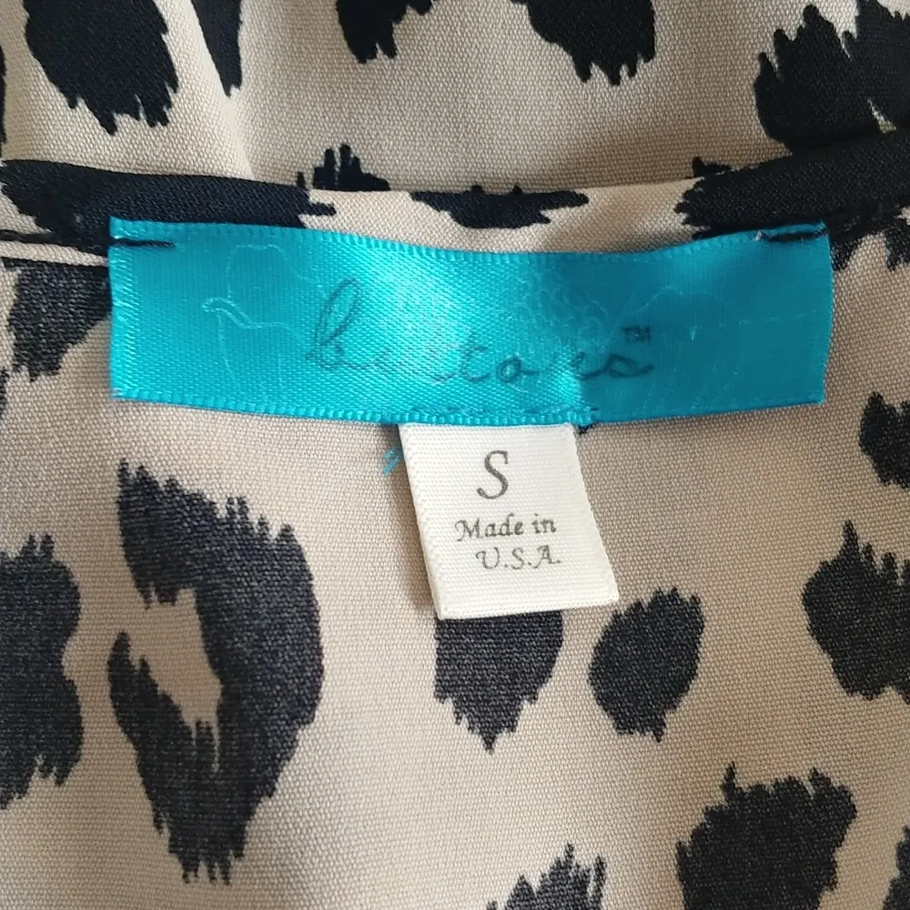Buttons Animal Print Wrap Blouse Top - Image 5