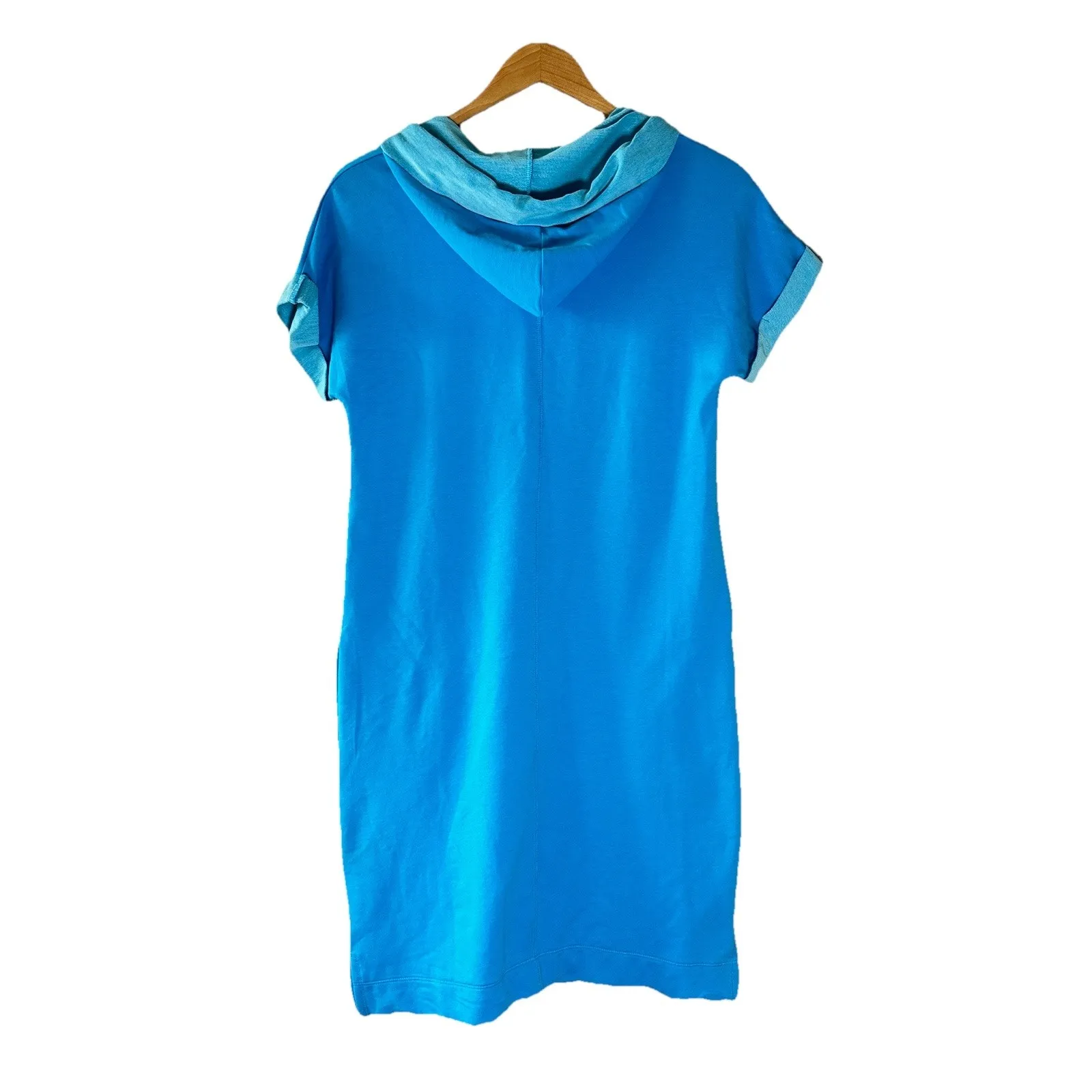 Chico's Blue Hooded Dress Size 0 (S/M) Pocketed‎ Lounge Sporty Coastal Casual - Image 3