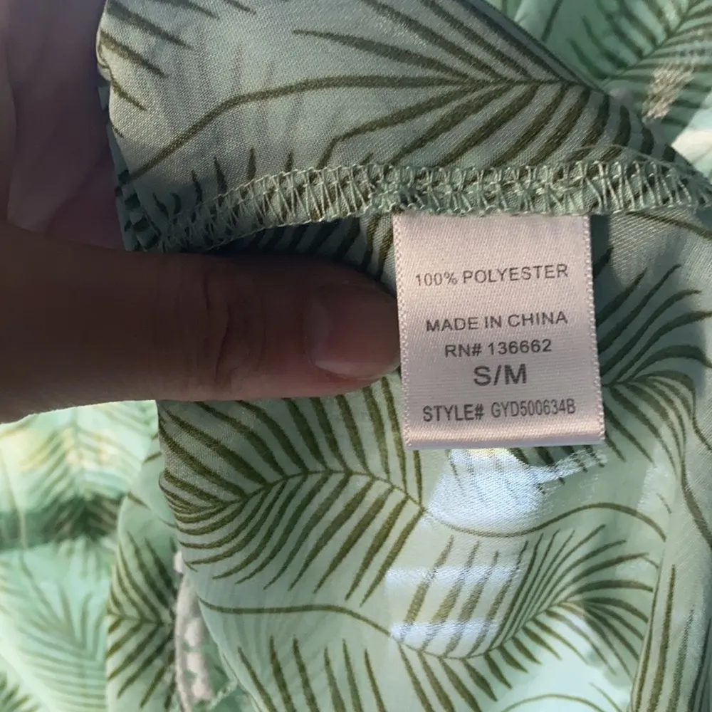 Francesca’s tropical leaf pom sheer swim romper, size medium - Image 7