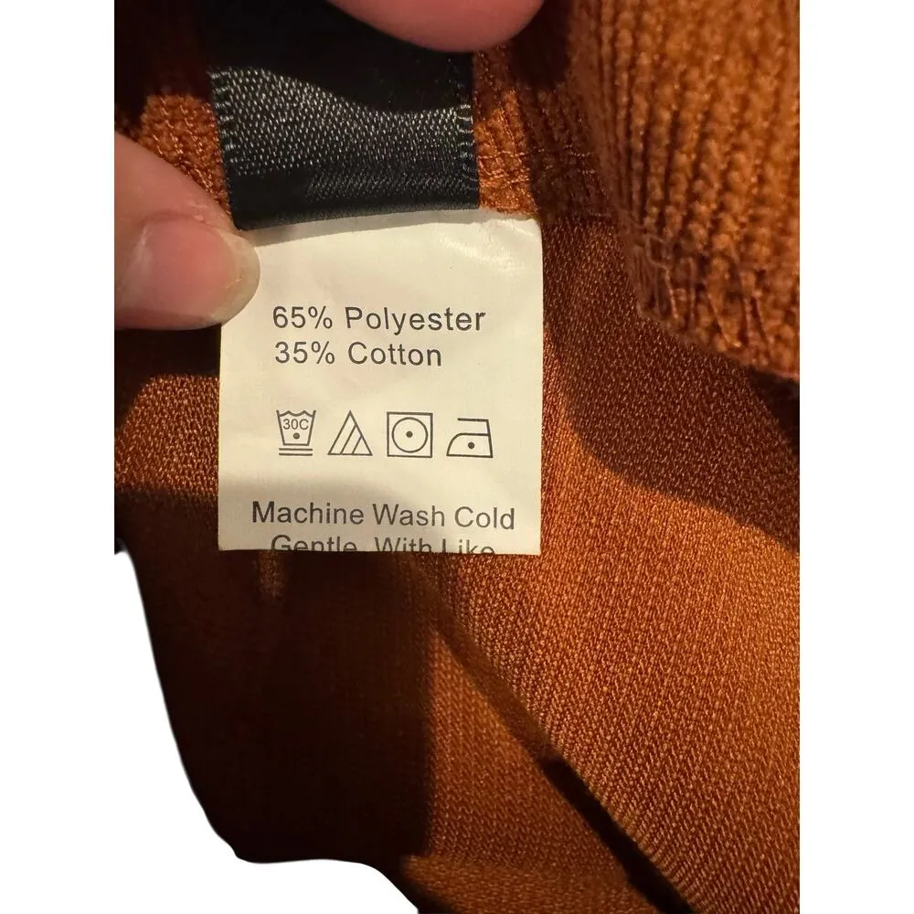 Shein Rust Corduroy Mini Skirt Size M Zip Front Fall Boho Retro 60s Mod Style - Image 5