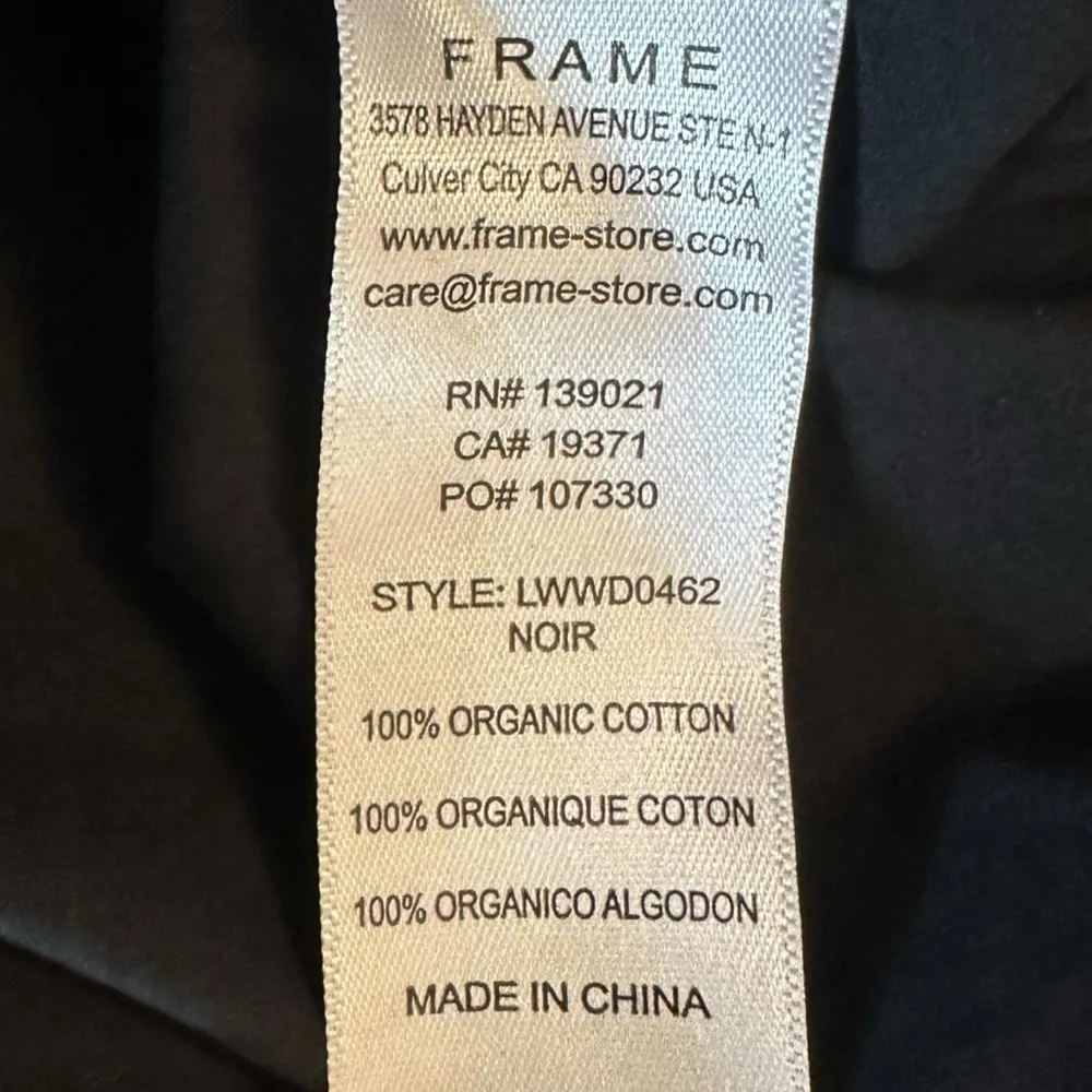 Frame Gillian Shirt Dress in Black Size XS Poplin Puff Sleeve Mini Preppy - Image 9