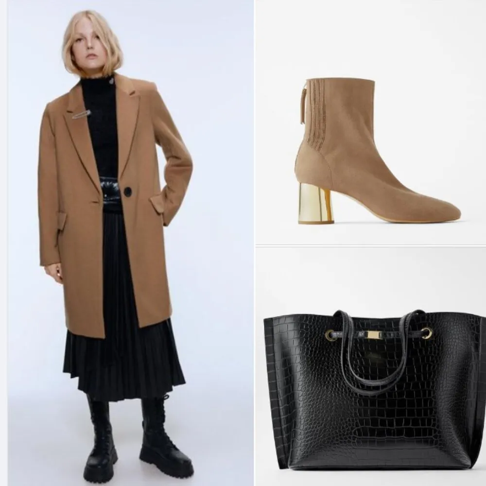 Camel Masculine Wool Single Breasted Coat sz Large - Image 3