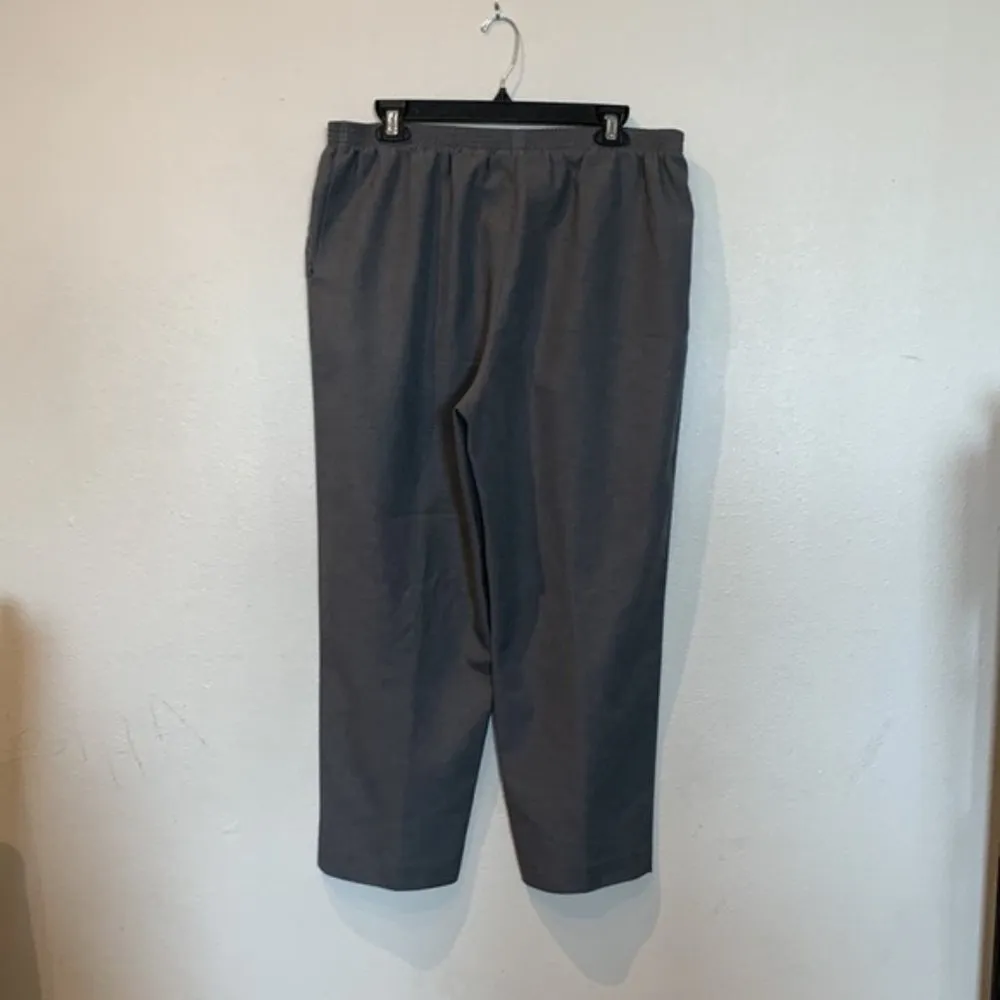 Women's Alfred Dunner Elastic Waist Gray Pull-On 26" Pants Size 16P EUC #6691 - Image 4