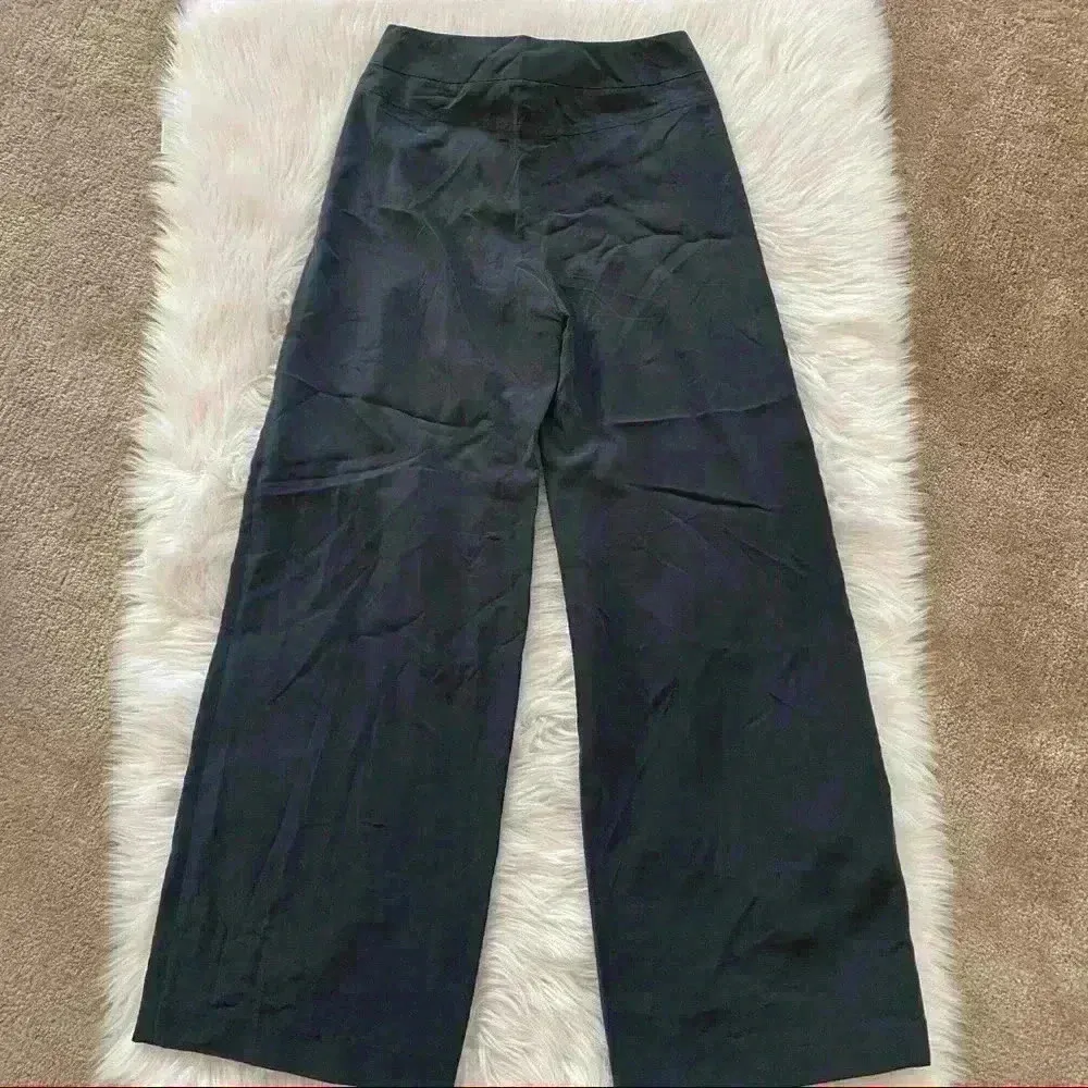 Tahari Black Modal Blend‎ Wide Leg Dress Pant with Waist Front Tie Sz 2 - Image 2