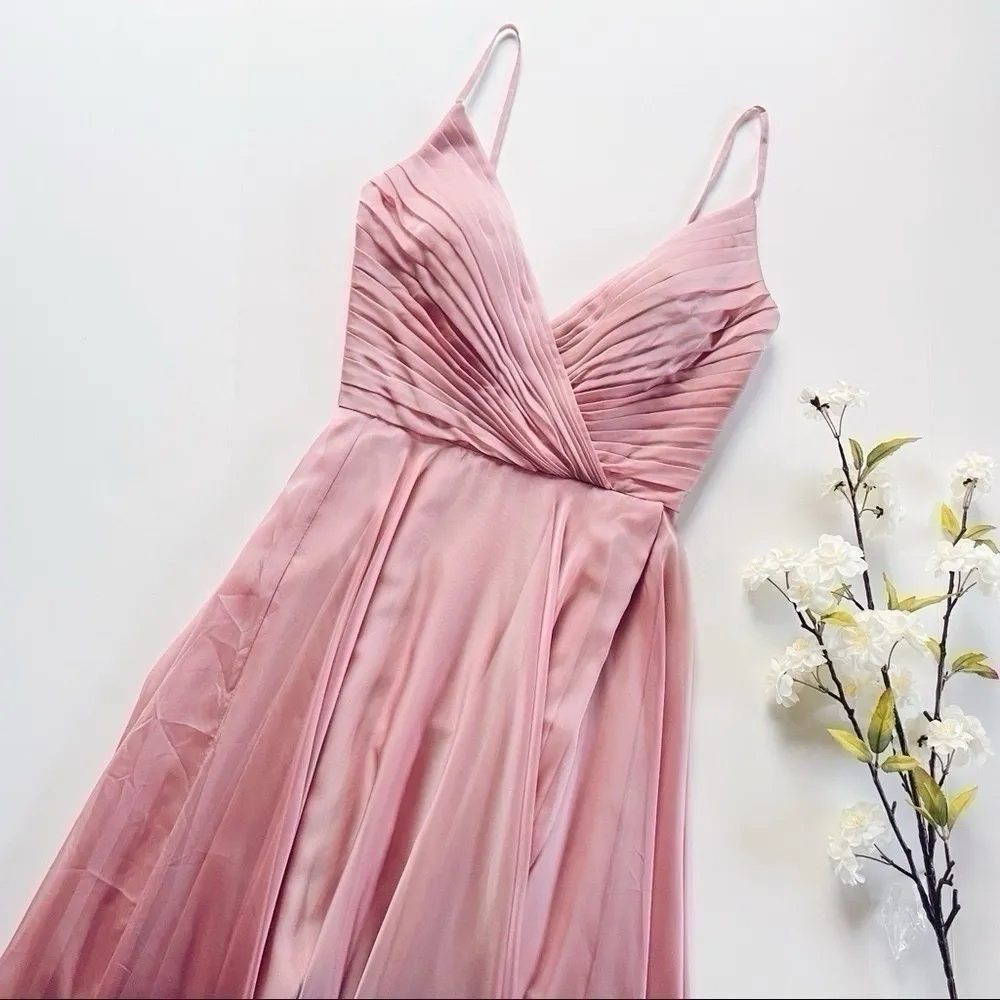 NEW La Femme Women’s Chiffon Ballgown Mauve Maxi Dress - Image 3