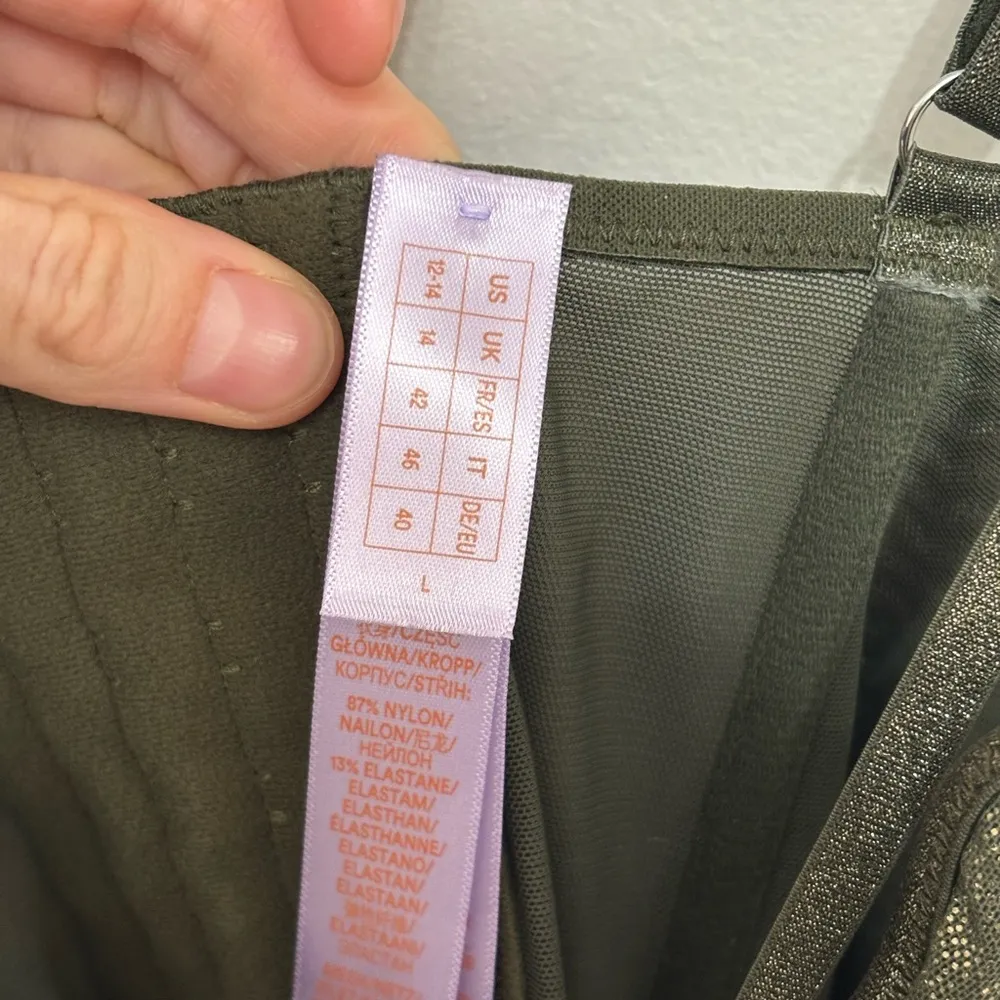 NWT Savage X Fenty Metallic Olive Green Going Platinum Mesh Bustier - Size L - Image 6