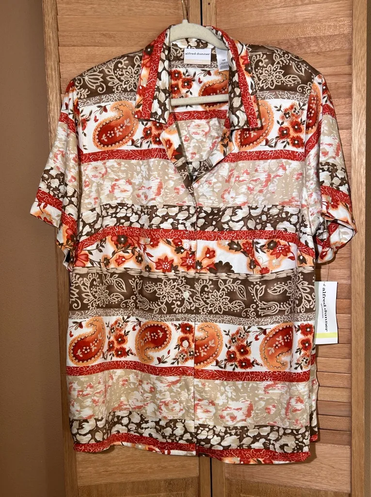 Alfred Dunner Plus Size 18W NWT button front blouse short sleeve shirt vintage - Image 1