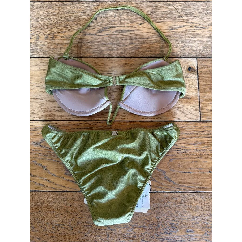 Adriana Degreas Seashell Solid Strapless Bikini GREEN Pistachio Womens Size Medi Size M - Image 3