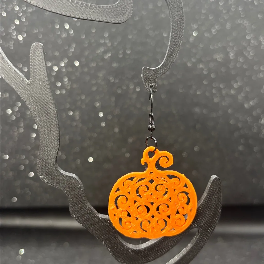 Cute Pumpkin Dangle Earrings – Fall & Halloween Black - Image 2