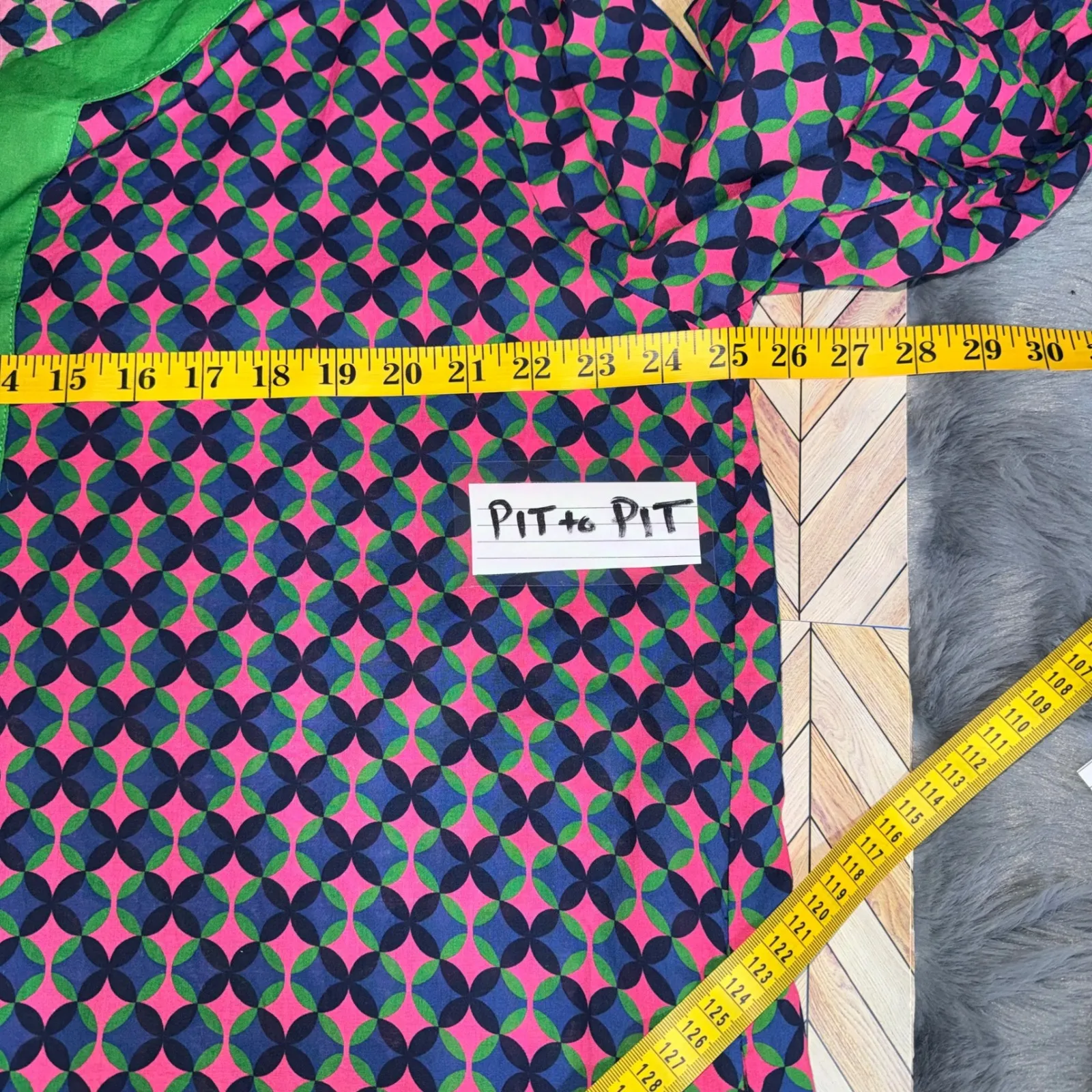 Kate Spade Geometric Print Tunic Swim Cover Up Green Pink Tassel L a Resortwear Size L - Image 9