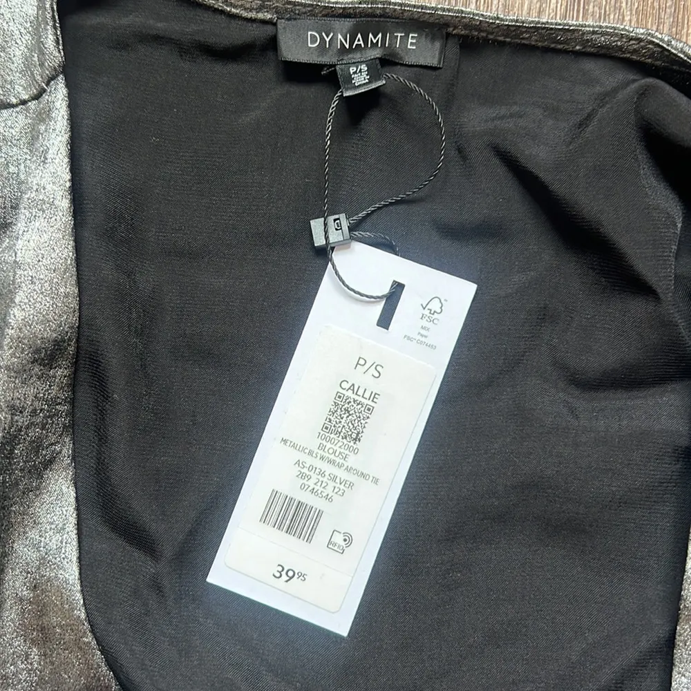 Dynamite  Callie Metallic Wrap Blouse - Image 3