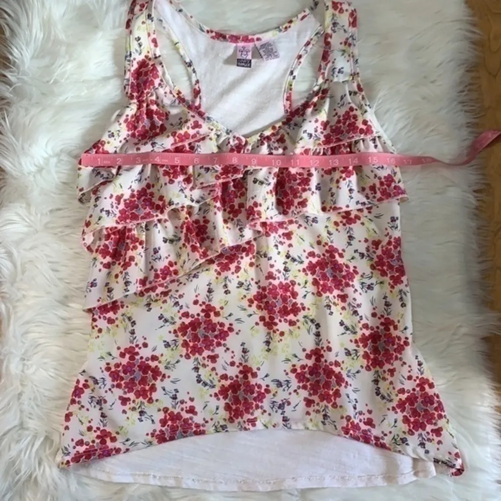 floral ruffle tank top S - Image 4