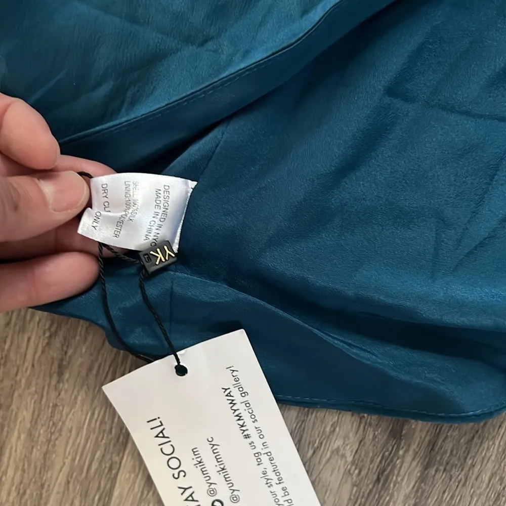 New Yumi Kim Strapless Mini Dress Tulip Silk Dress Small Women’s Wrap Skirt - Image 7