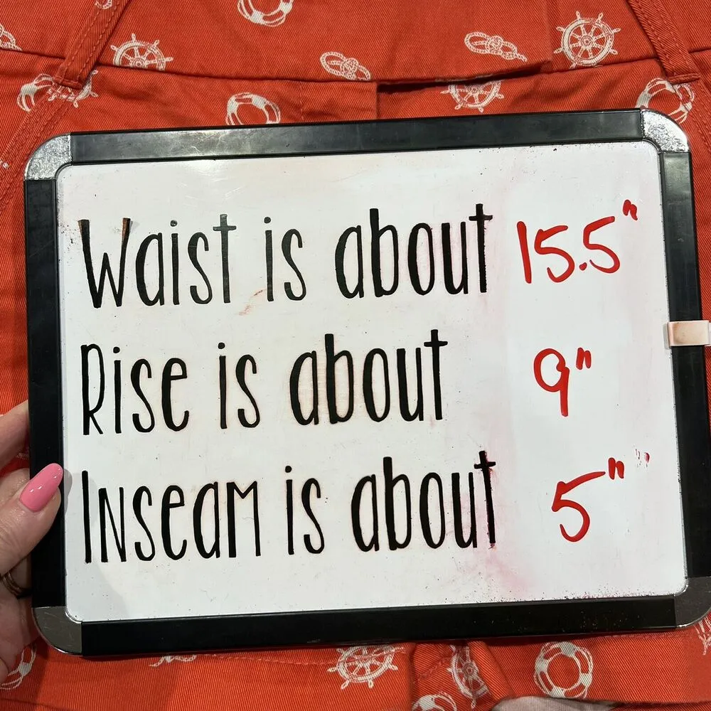 J. Crew Factory Sz 2 Shorts Chino Broken In Orange Nautical Anchor Print Women’s - Image 12