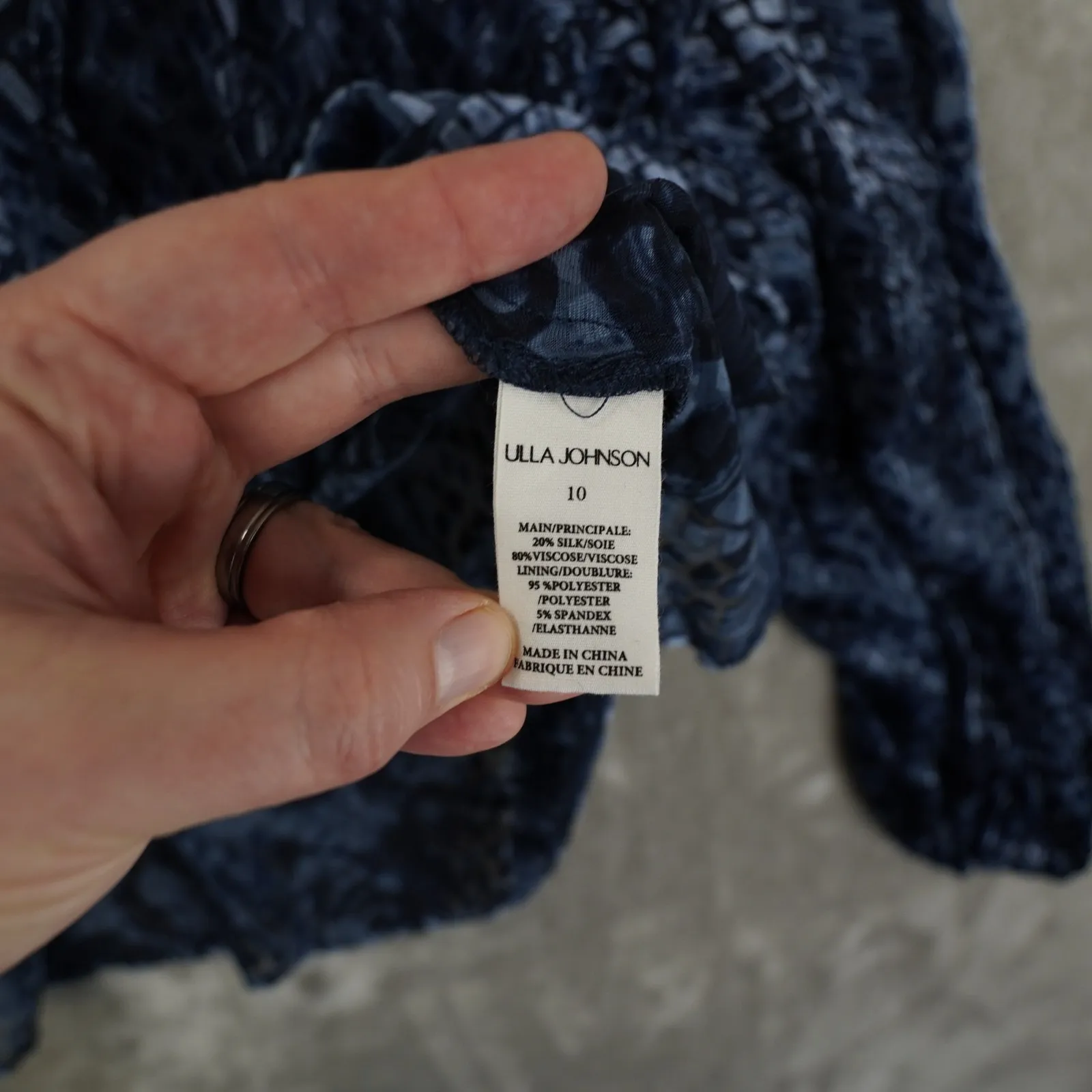 Ulla Johnson Pauline Blouse Womens 10 Blue Marine Velvet Peasant Boho Chic - Image 7