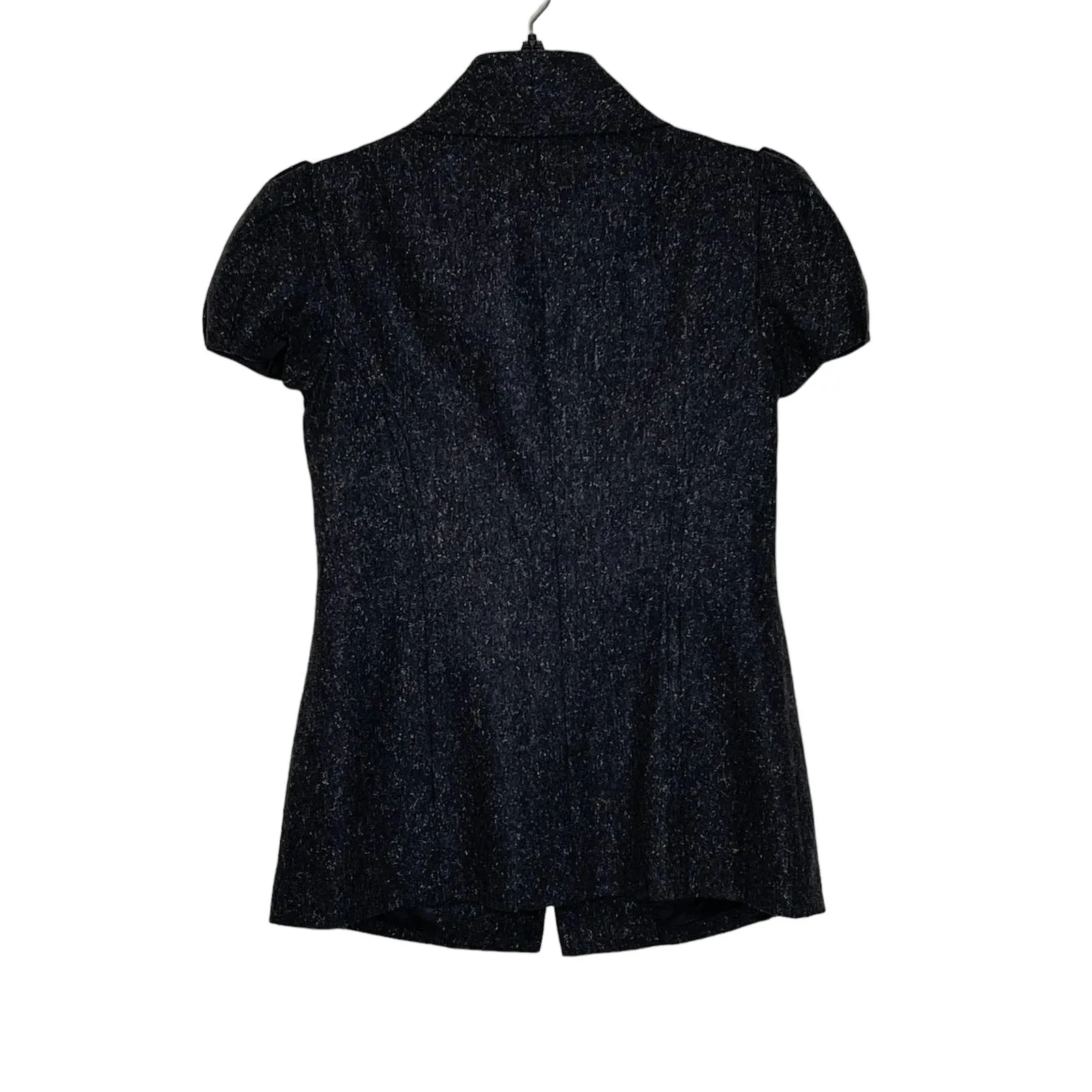 Trina Turk Inner Button SS Jacket Size 2 Gray With White Fleck Womens Wool Silk‎ - Image 6