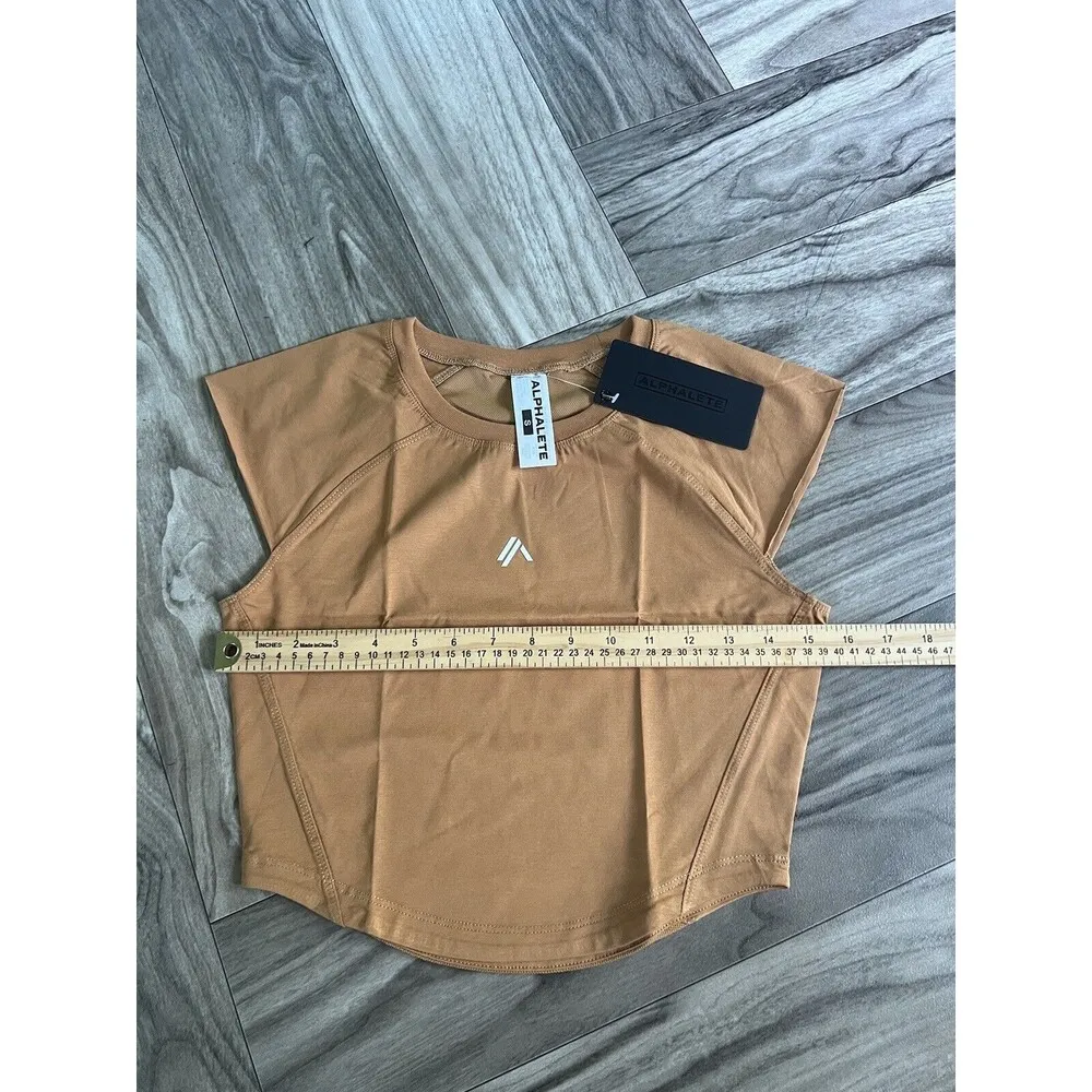 Alphalete Women’s Velocity SS Crop - Chestnut, Size Small - Image 3