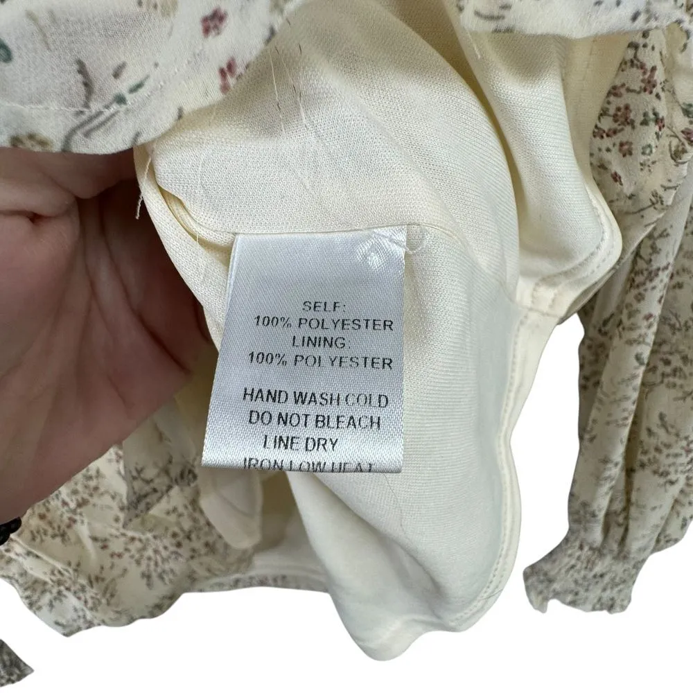 Coquette Promesa Floral Ruffle Long Sleeve Blouse Romantic CottageCore Top M Y2K - Image 4