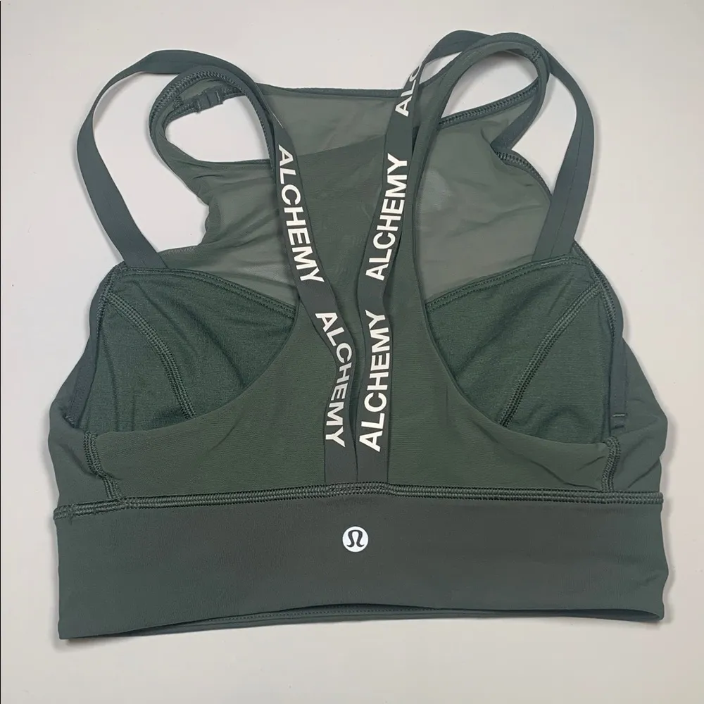 Lululemon Alchemy Sun Setter Mesh Strappy  Sports Work Out Gym Bra Army Green 4 - Image 3