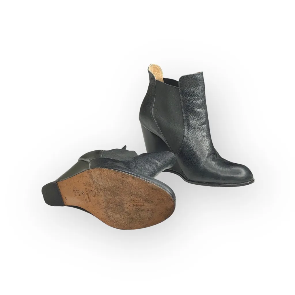 Corso Como Edgy Biker Wedge Heel Platform Leather Boots Booties Black 9.5M - Image 12