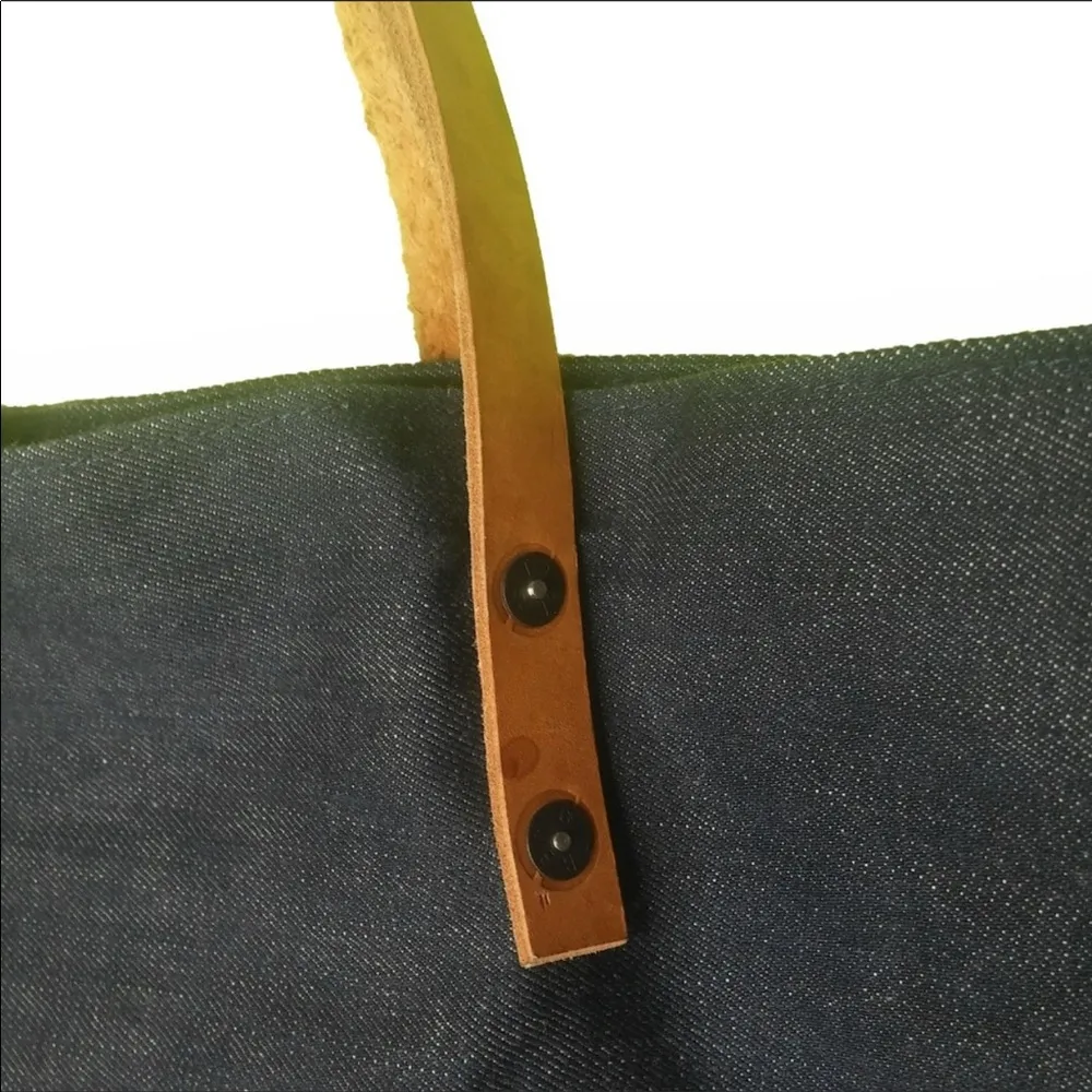 True Religion Denim Jean Tote Bag Leather Strapped - Image 4