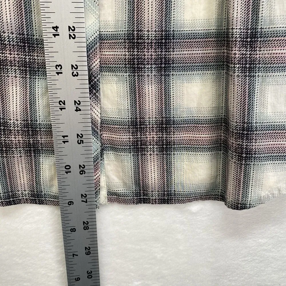 CAbi Sz S Festival Shirt Plaid Floral Mixed Media Button Down Blouse #233 Cotton - Image 5