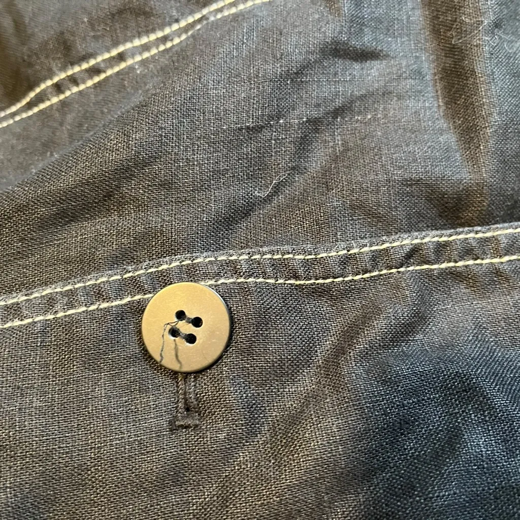 August Silk Women's 6 Black Blazer with White Stitching 100% Linen Summer - Image 6