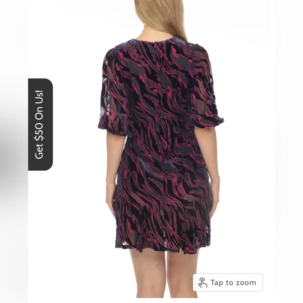 Johnny Was Love Aphrodite Short Sleeve Crushed Velvet Mini Dress Size S - Image 2