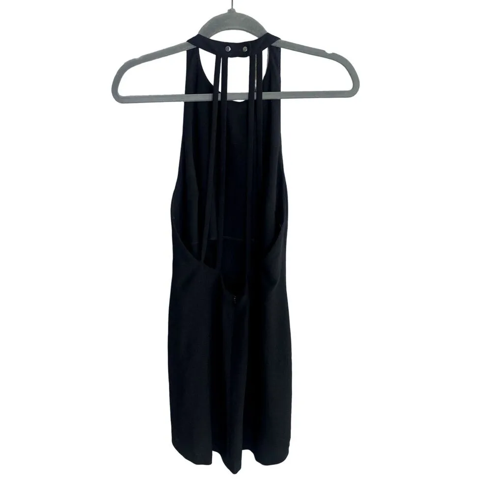 Zara Lightweight Sleeveless Shift Mini Dress Halter Snap Neck Strap Back M Black - Image 5