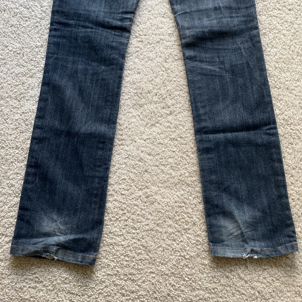 Authentic Y2K Angel Denim 3 low to mid rise dark wash jeans skinny leg straight Size 27 - Image 6