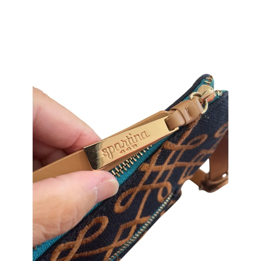 Spartina 449 Womens Brown Black Linen Leather Shoulder Handbag KU 8930 - Image 15