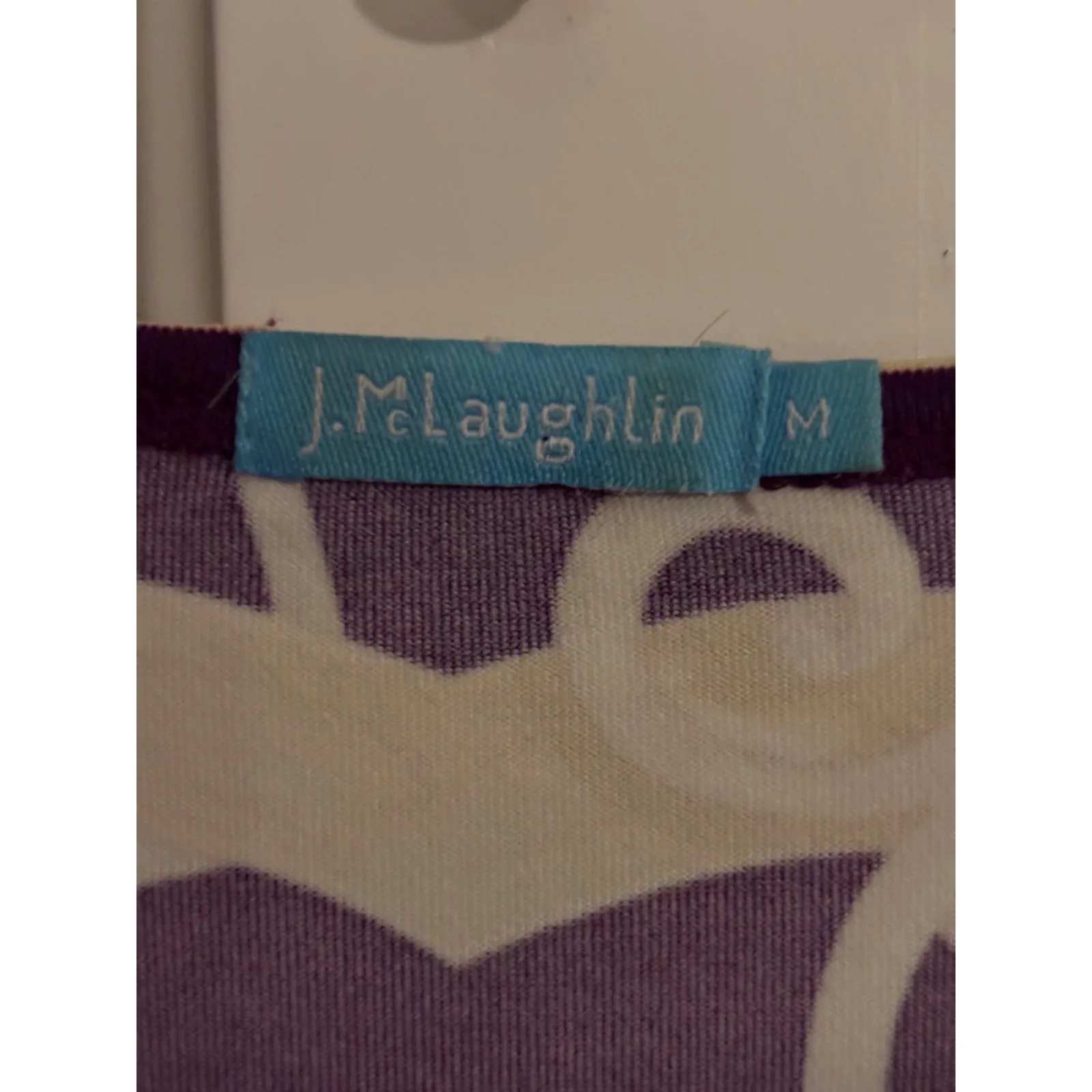 J. McLaughlin Purple Chain Print 3/4 Sleeve Top Size Medium - Image 3