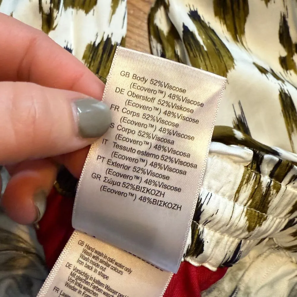 Scotch & Soda Nina Womens XS White Green Printed Satin Mid Rise Tapered Jogger - Image 10