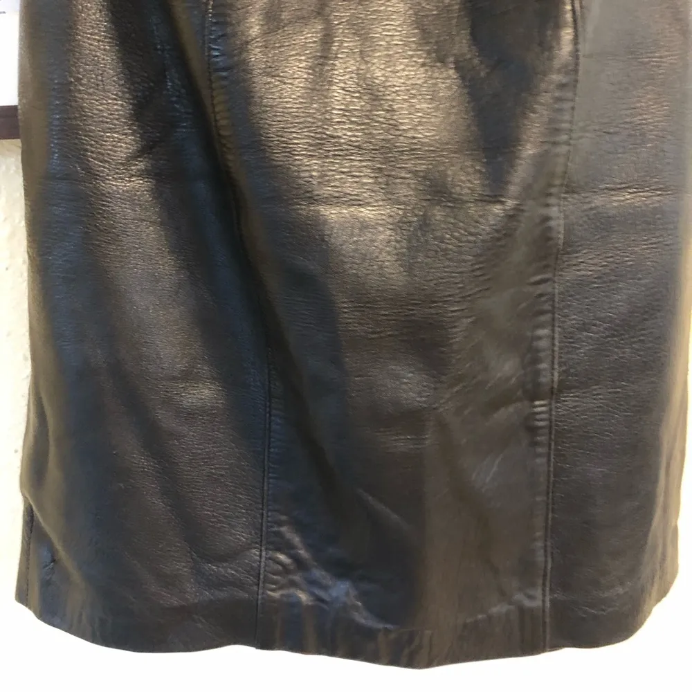 Vintage Evan Davies Women’s Black Lamb Leather Skirt High Waist Size 8 - Image 2