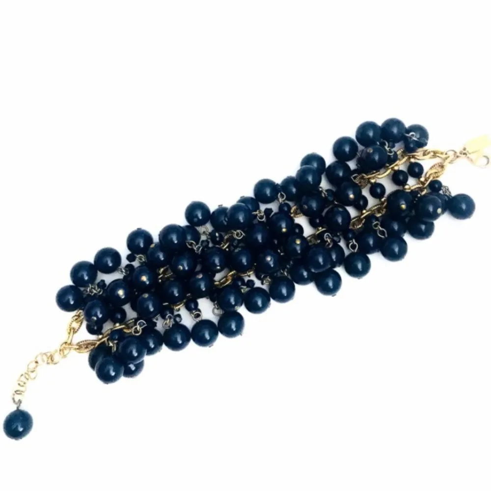 Rare KATE SPADE Navy Blue Baubles & Beads Cluster Beaded Bracelet 79.4g - Image 2