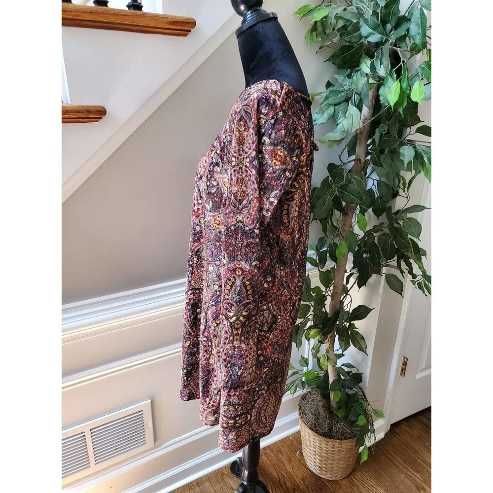 Earthbound Women Multicolor Polyester Round Neck Long Sleeve Knee Length Dress M - Image 6