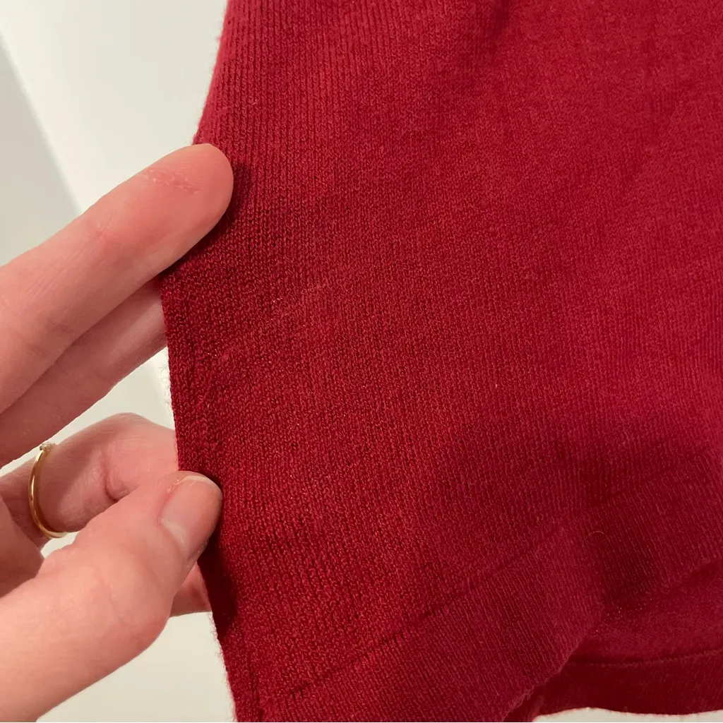 ANN TAYLOR LOFT Solid Wine Red Lightweight Rayon Cotton Draped Cowl Neck Sweater - Image 15