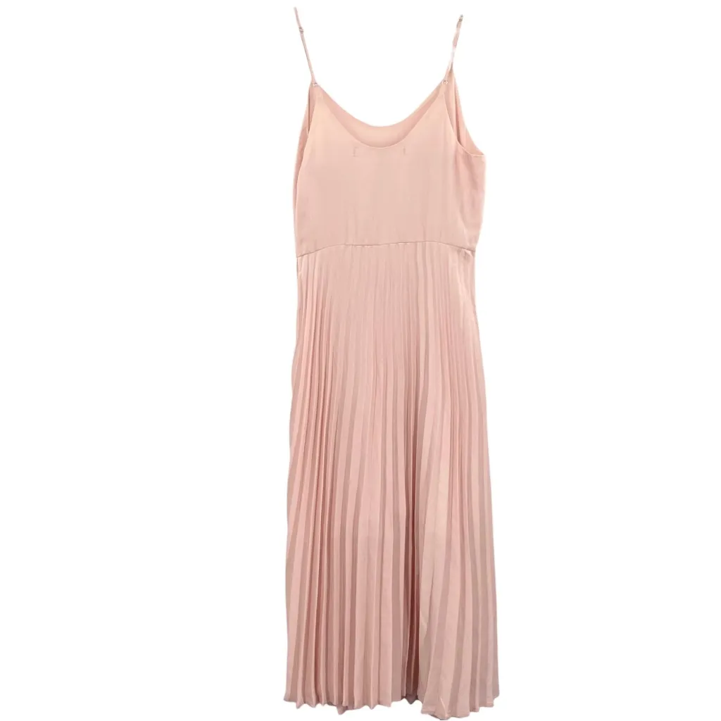 Rachael Roy Pale Pink Strappy Pleated Satin Midi Dress Balletcore - Image 5