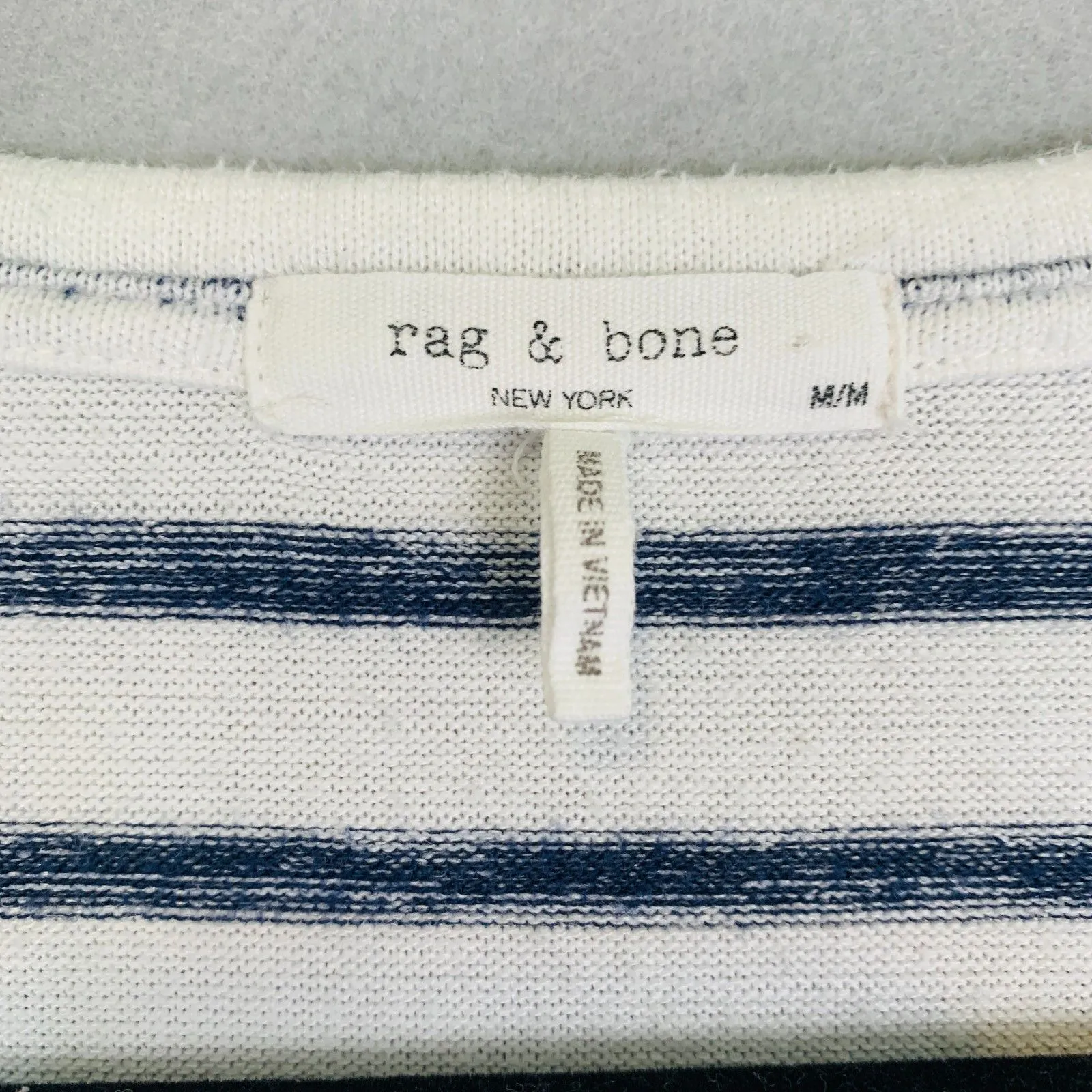 Rag & Bone Striped Long Sleeve Tee Size Medium Blue White Relaxed Fit Casual - Image 3