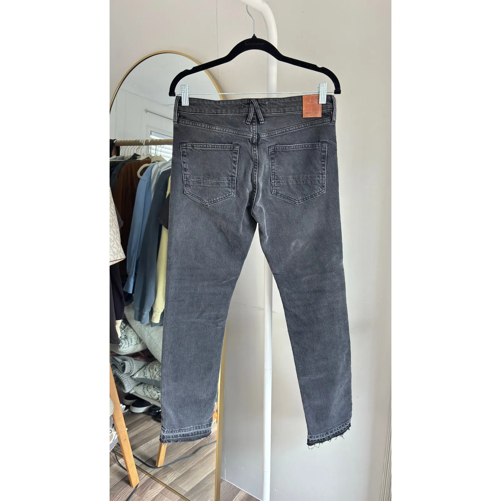 We The Free Free People Womens Jeans Black Distressed Raw Hem Size 26 - Image 5